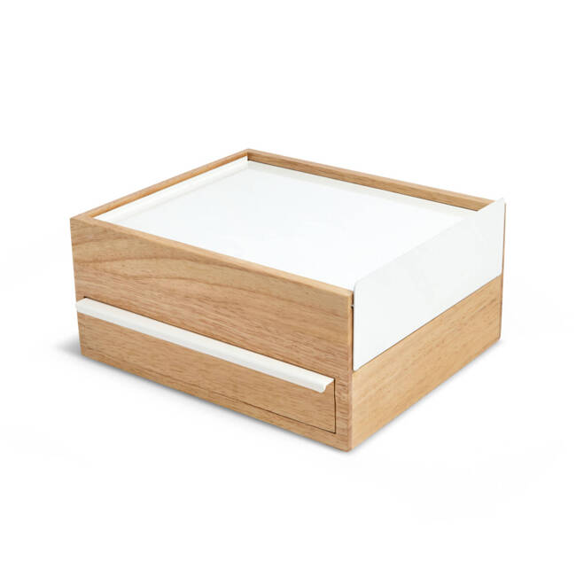Stylowe i wyjątkowo przydatne pudełko na biżuterię Stowit - drewno naturalne, biały lakier